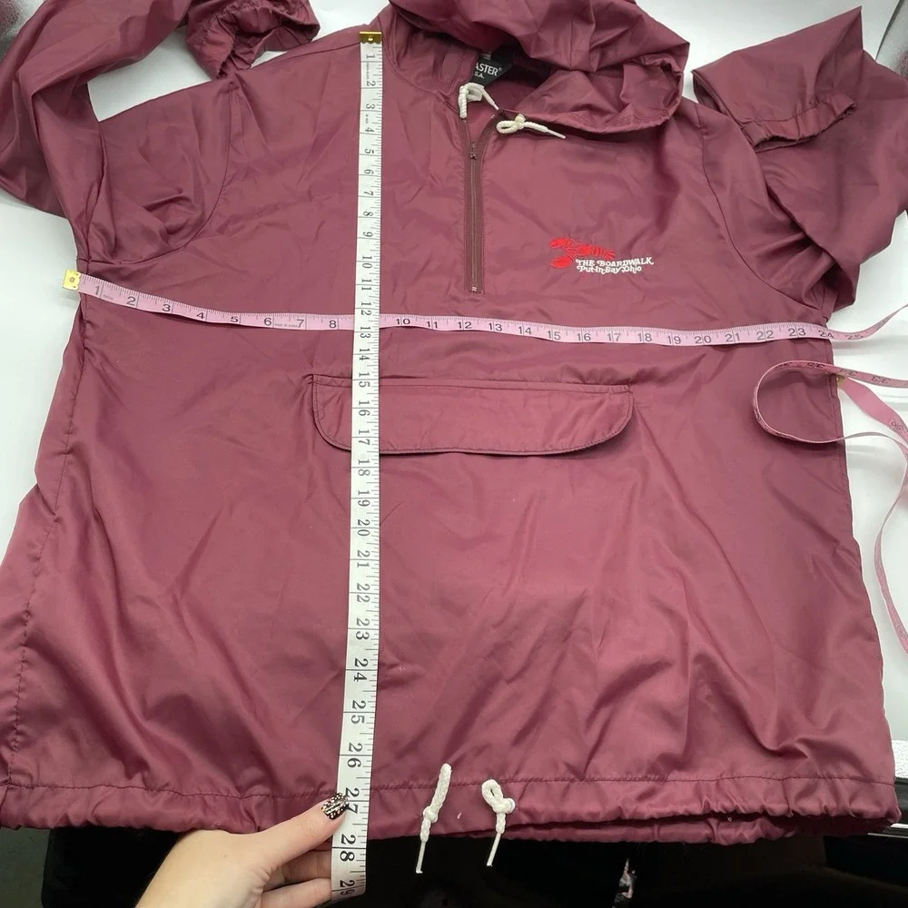 Vintage Sportsmaster Mens Size Large‎ Maroon Hooded Pullover Jacket Lightweight